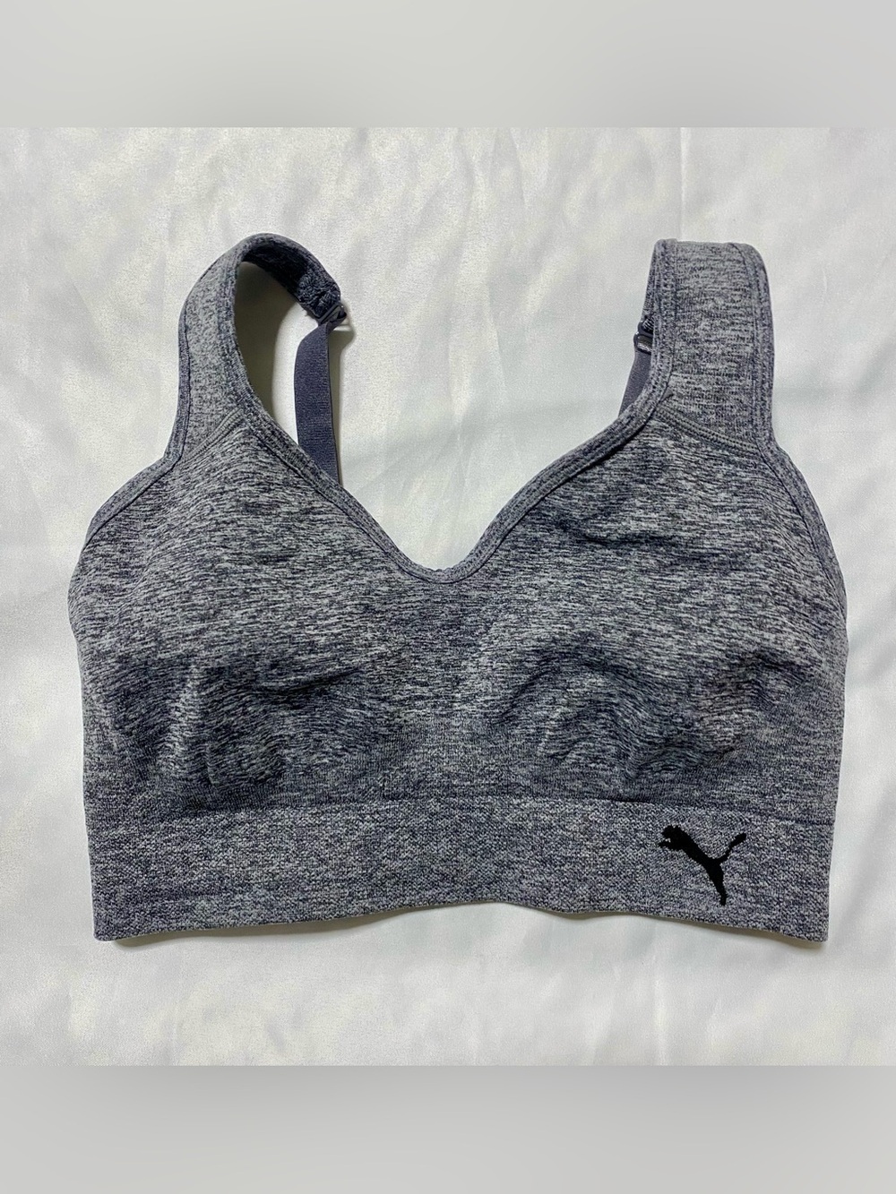 Puma Gray Marled Seamless Support Sports Bra